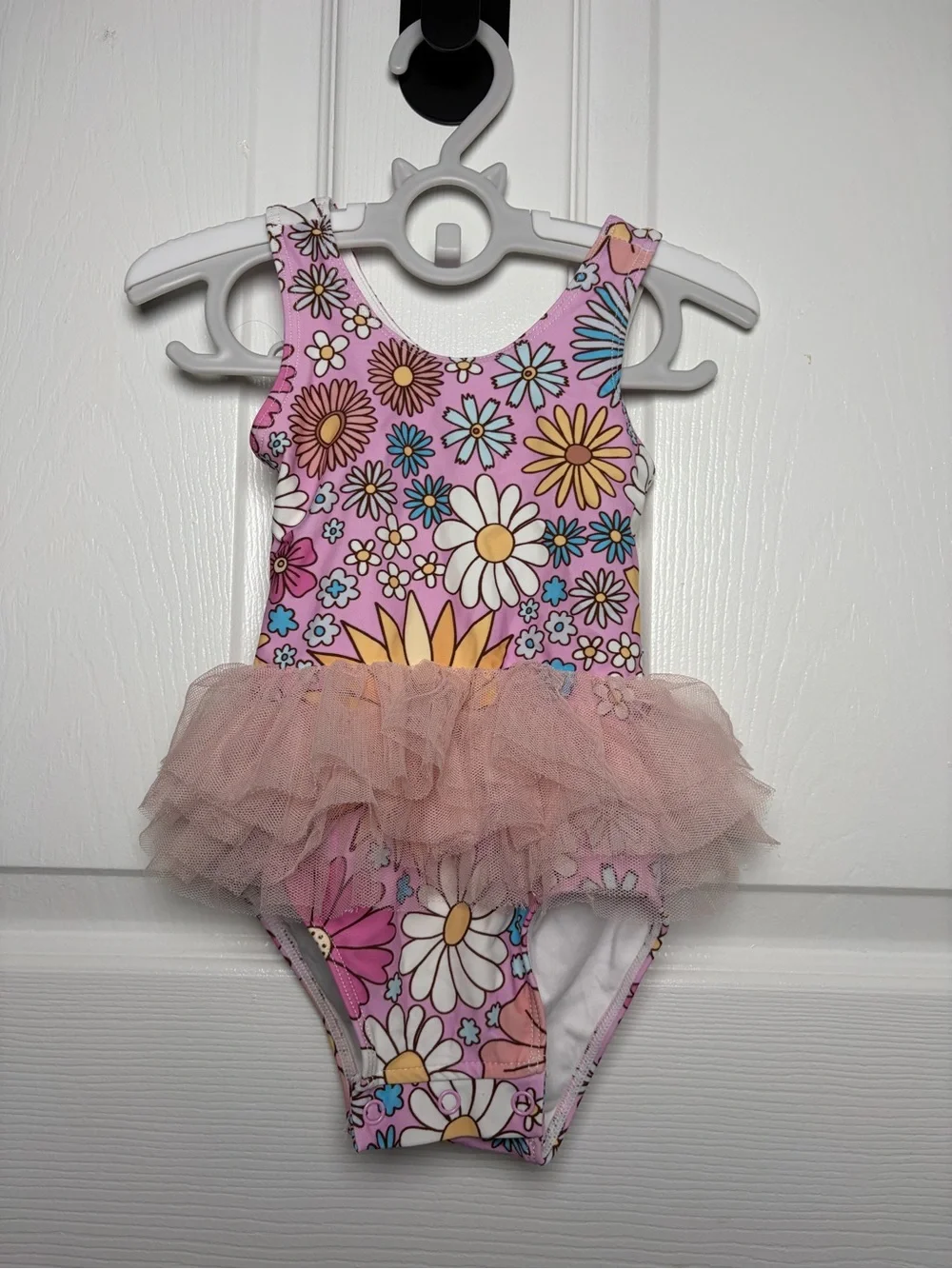 Posh Peanut Presley Floral Tulle Tutu One Piece Swimsuit 6-12M